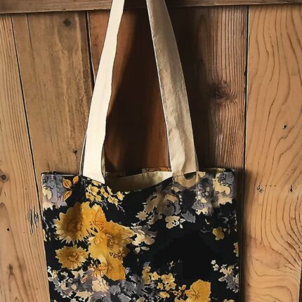 Yellow Floral Linen Bag