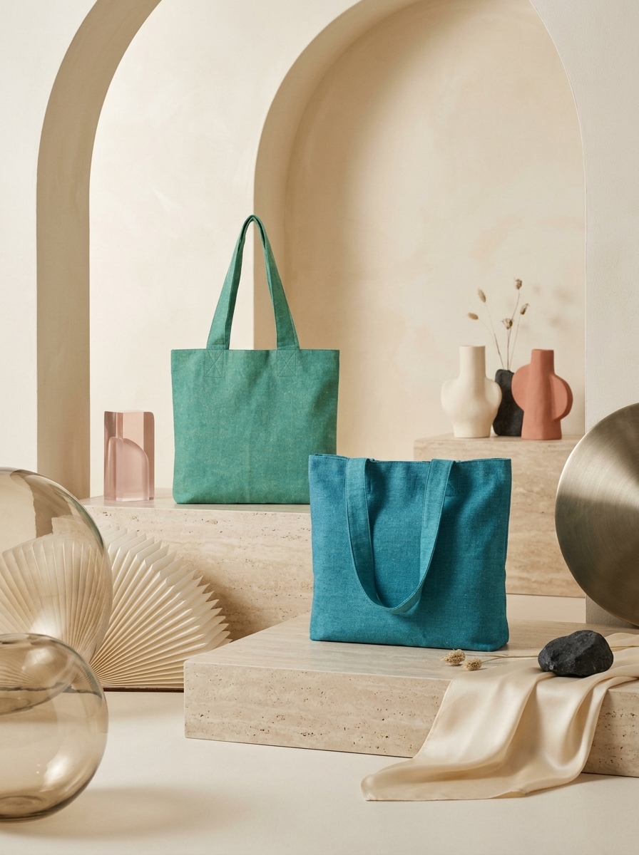 Ocean Mint Two-Tone Handmade Tote Bag